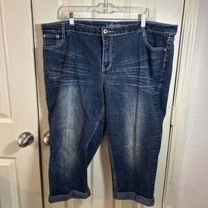 Revolt Denim Capri Jeans Womens Plus Size 22W Rhinestone Lace Pockets